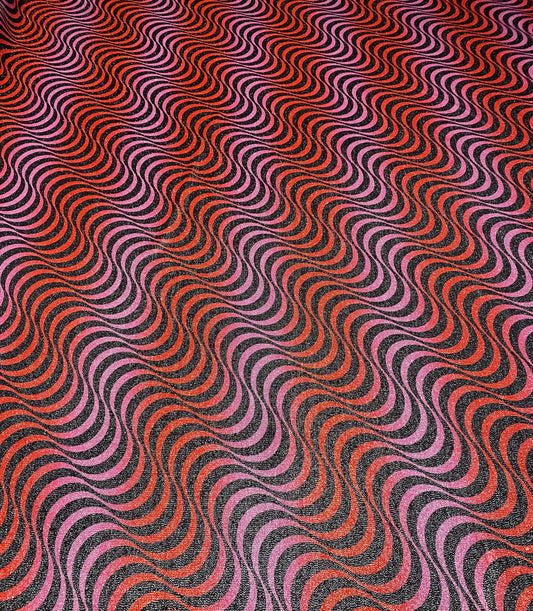 Red and Purple Wave Lurex Fabric with Metallic Shine