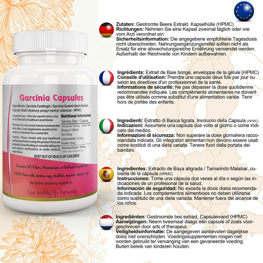 Ayushya Garcinia Cambogia Capsules (Malabar Tamarind) Healthy Weight Support - Vegan, Gluten Free, Non-GMO, 60 Capsules