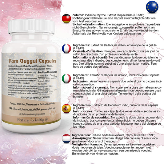 Aushadh Guggul Capsules (Mukul Myrrh) Joint Comfort & Heart Wellness Support - Vegan, Gluten Free, Non-GMO, 60 Capsules