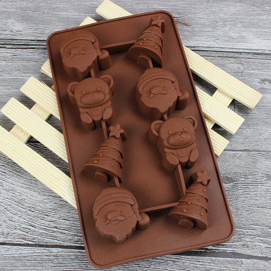 2 PCS Christmas Tree Santa Claus Chocolate Dessert Pastry Kitchen Baking Silicone Ice Lattice Mold, Santa Claus