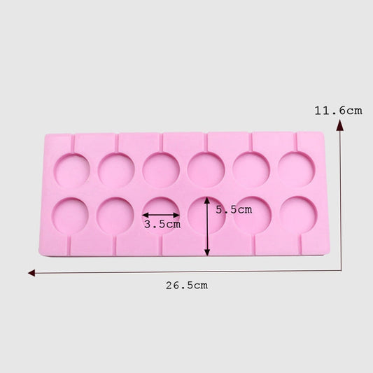 12-Capacity DIY Silicone Chocolate Molds(Lollipop Shape), Cow Shape, Lollipop Shape