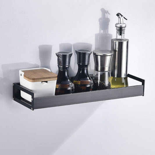 40cm Kitchen Multi-function Wall Hanging Holder Seasoning Storage Rack, 40cm(Black)