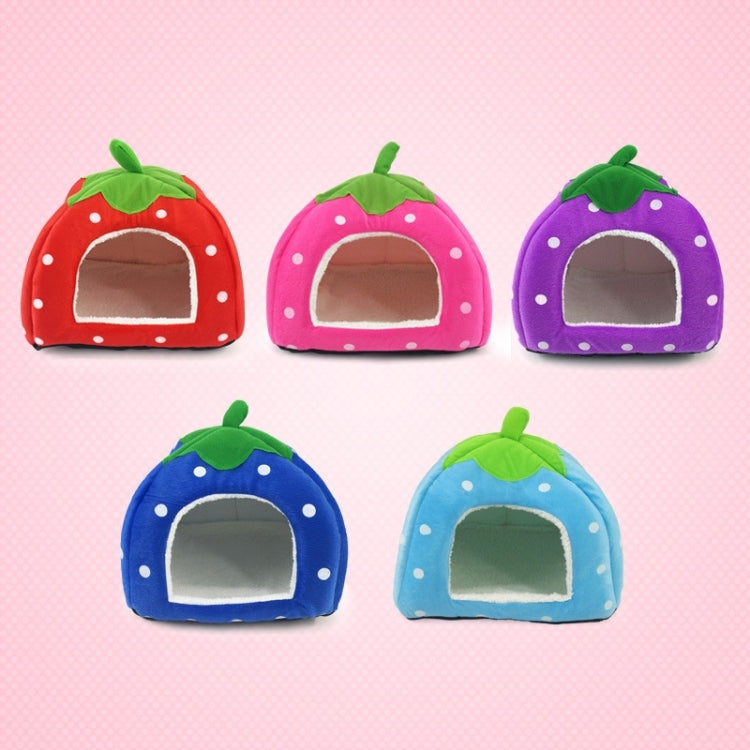 Strawberry Shaped Foldable Short Plush Pet House Nest, Size: S, Purple, Size S, Red, Size S, Pink, Size S, Blue, Size S