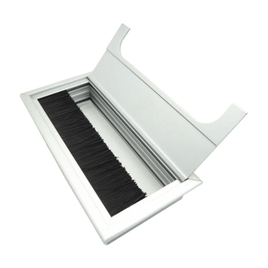 8x16cm Desk Dustproof Aluminum Wire Box Threading Box with Brush, 8x16cm