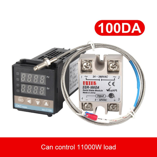 REX-C100 Thermostat + Thermocouple + SSR-100 DA Solid State Module Intelligent Temperature Control Kit, 100DA