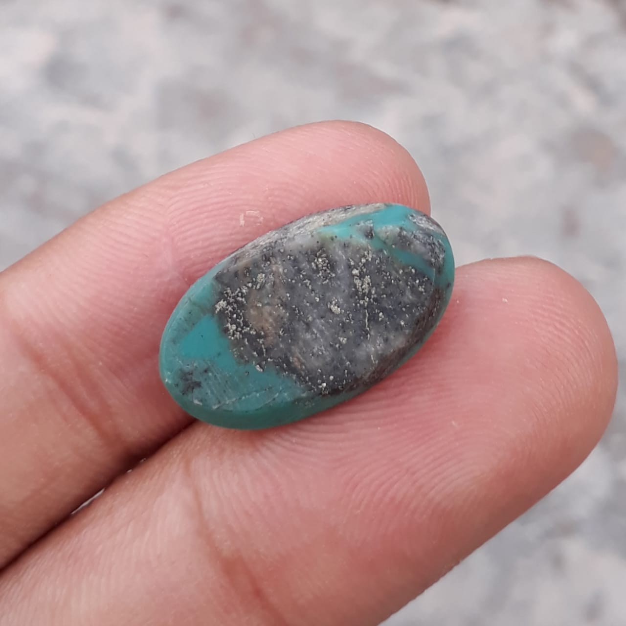 10.5ct Natural Turquoise, Green Matrix Turquoise, Shajri Feroza , Real Feroza Stone, Dimensions 10.7ct- 20x12mm