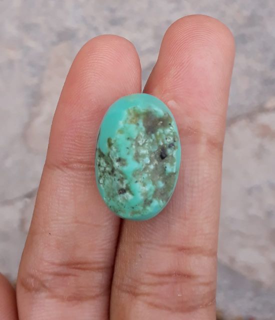 Natural Light Green Turquoise - Persian Qalmi Feroza - Green Feroza - 21.3ct- 21x13mm