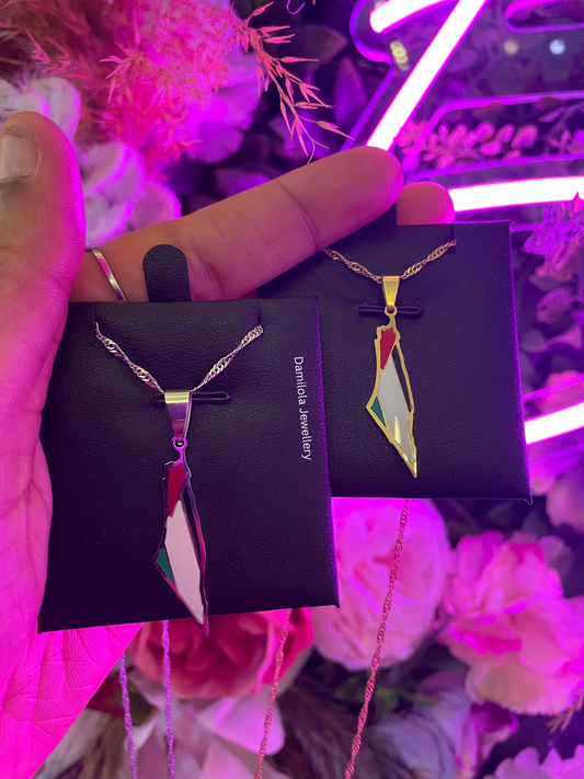 Palestine Flag Necklace gold - silver