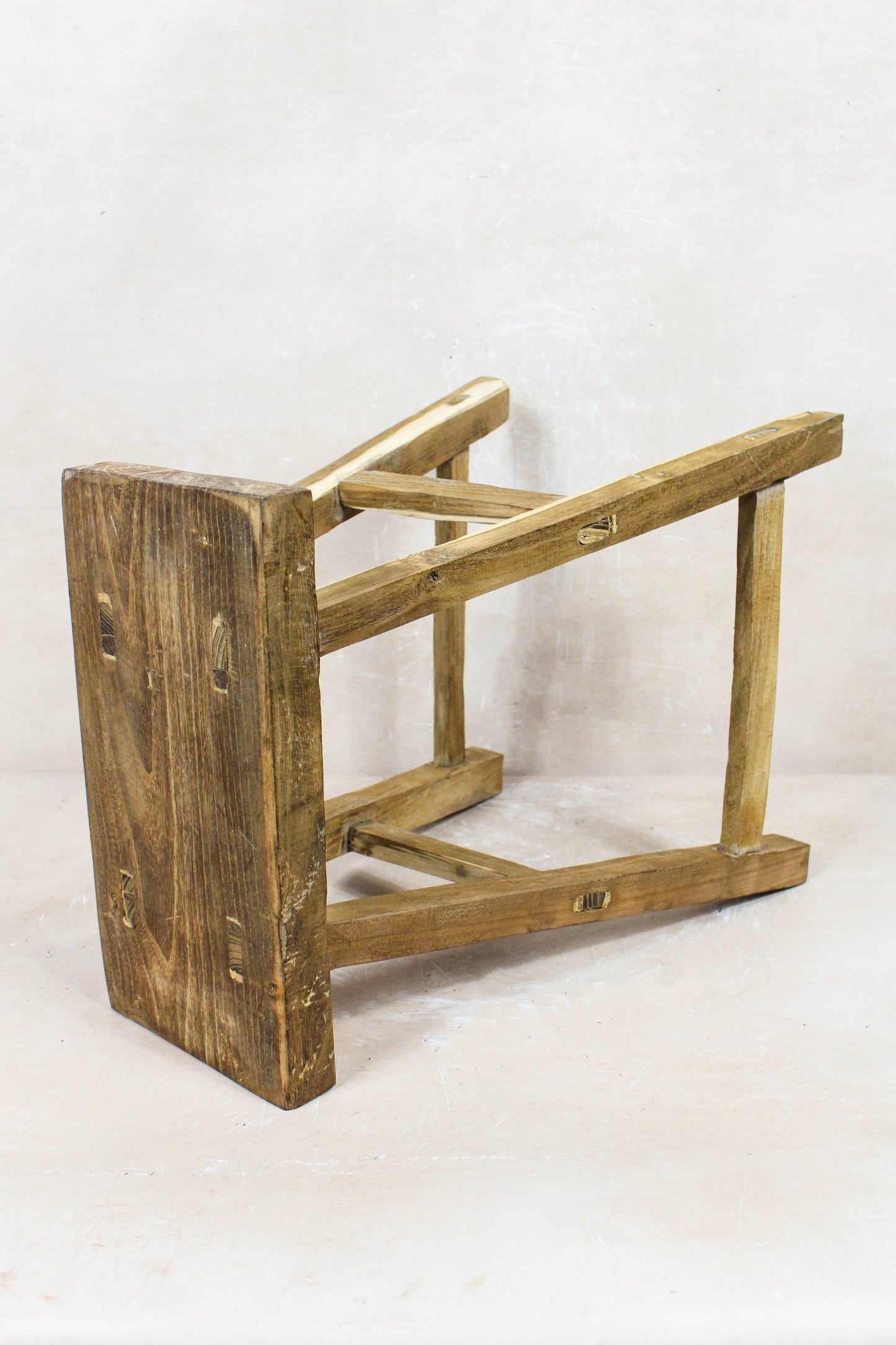 Vintage Rustic Stool - Elm wood - 79