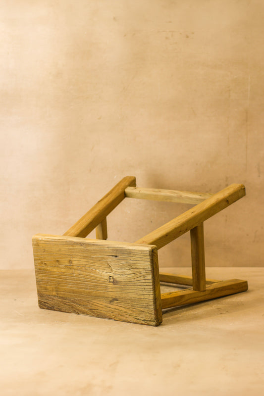 Vintage Rustic Elm Wood Stool - Medium - No 64