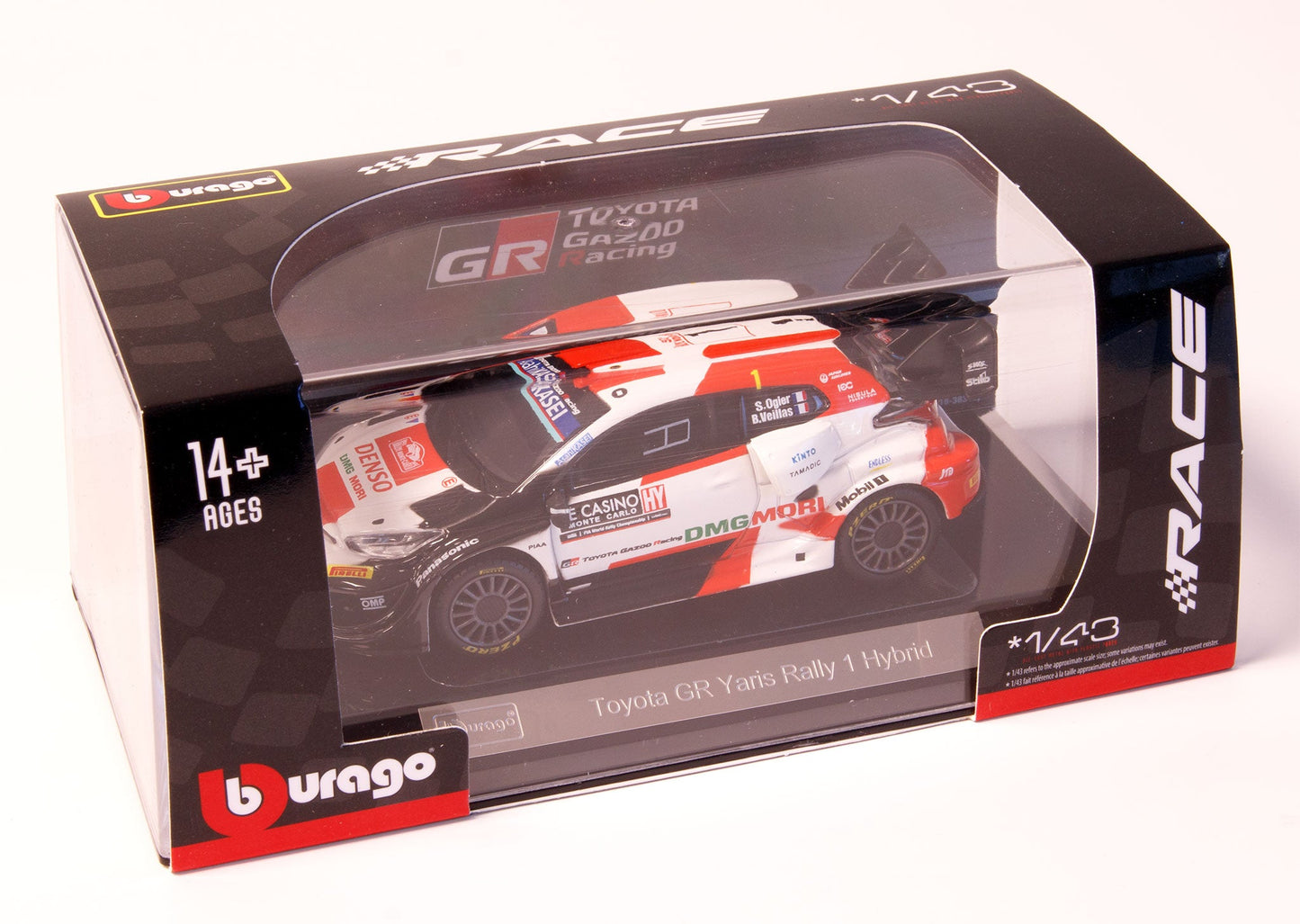Toyota GR Yaris Rally1 Hybrid Gazoo Racing WRT 2022 #1 Sebastien Ogier 1:43 Scale Bburago Diecast Model