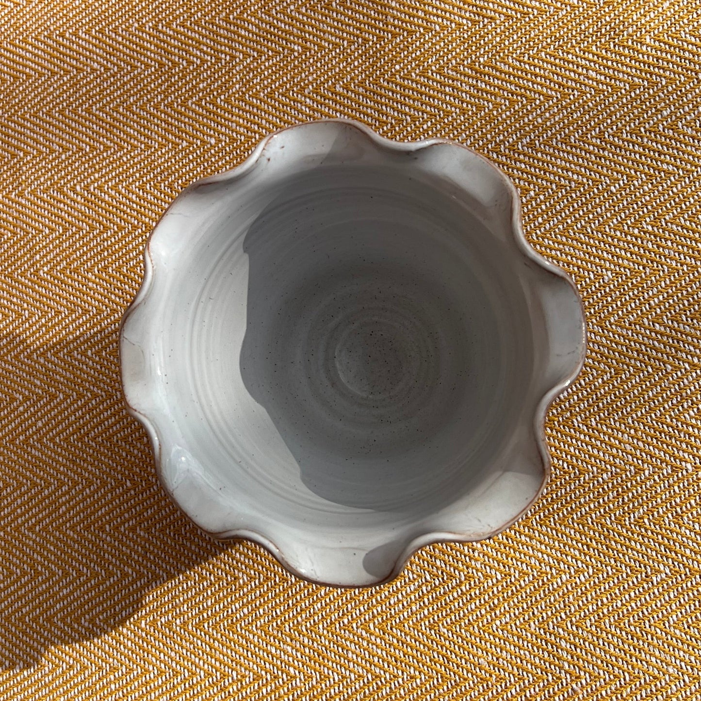 Scalloped brown vase/ pot
