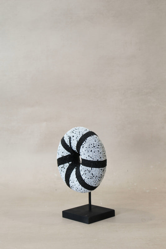 Cameroon beaded bracelet - White with Black Stripes