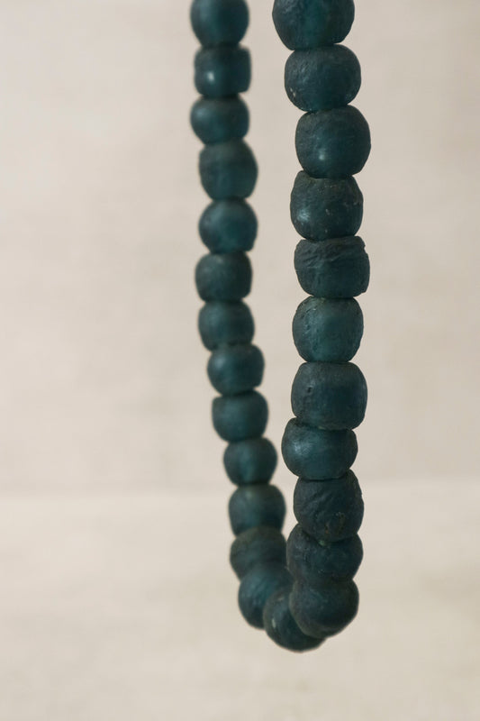 Ghana Glass Beads Necklace, Turquoise - 83.3