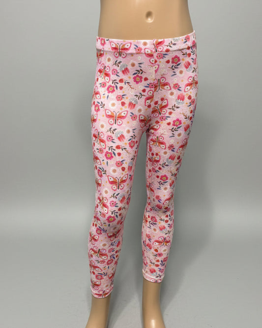 Pink butterflies & flowers design full length leggings