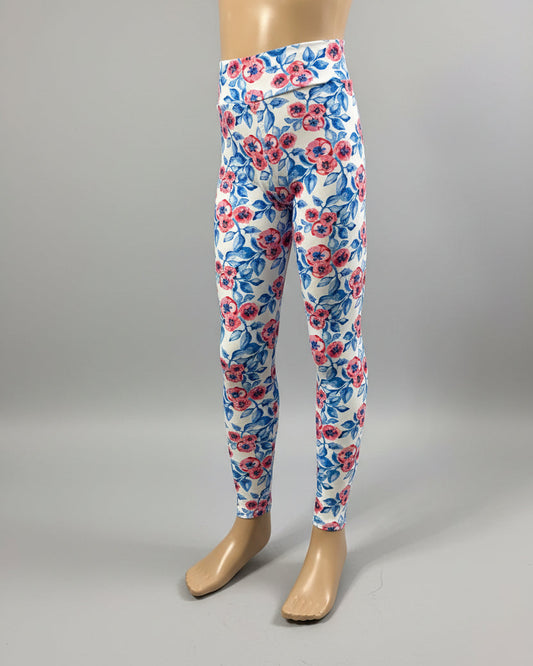 White floral leggings
