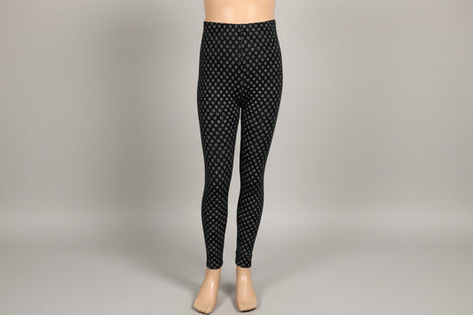 Black leggings with tiny white flowers design
