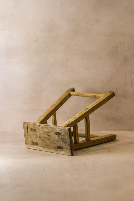 Vintage Rustic Elm Wood Stool - Medium - No 55