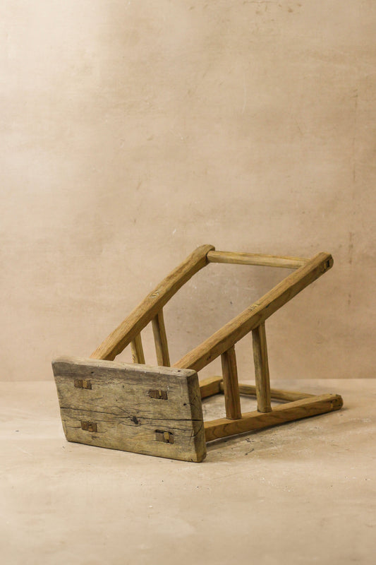 Vintage Rustic Elm Wood Stool - Medium - No 58