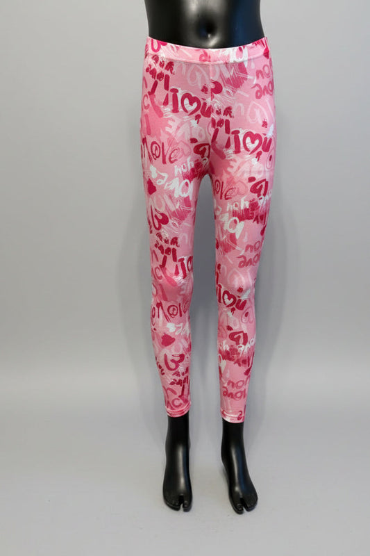 Girls 'I Love You' design full length leggings