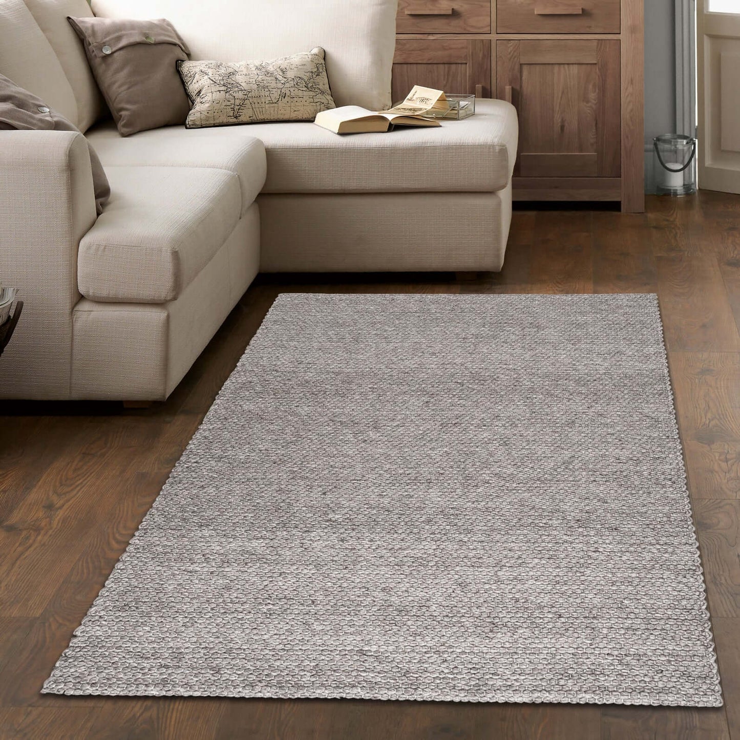 Solid Design Recycled Low Pile Eco Rug | Jaya