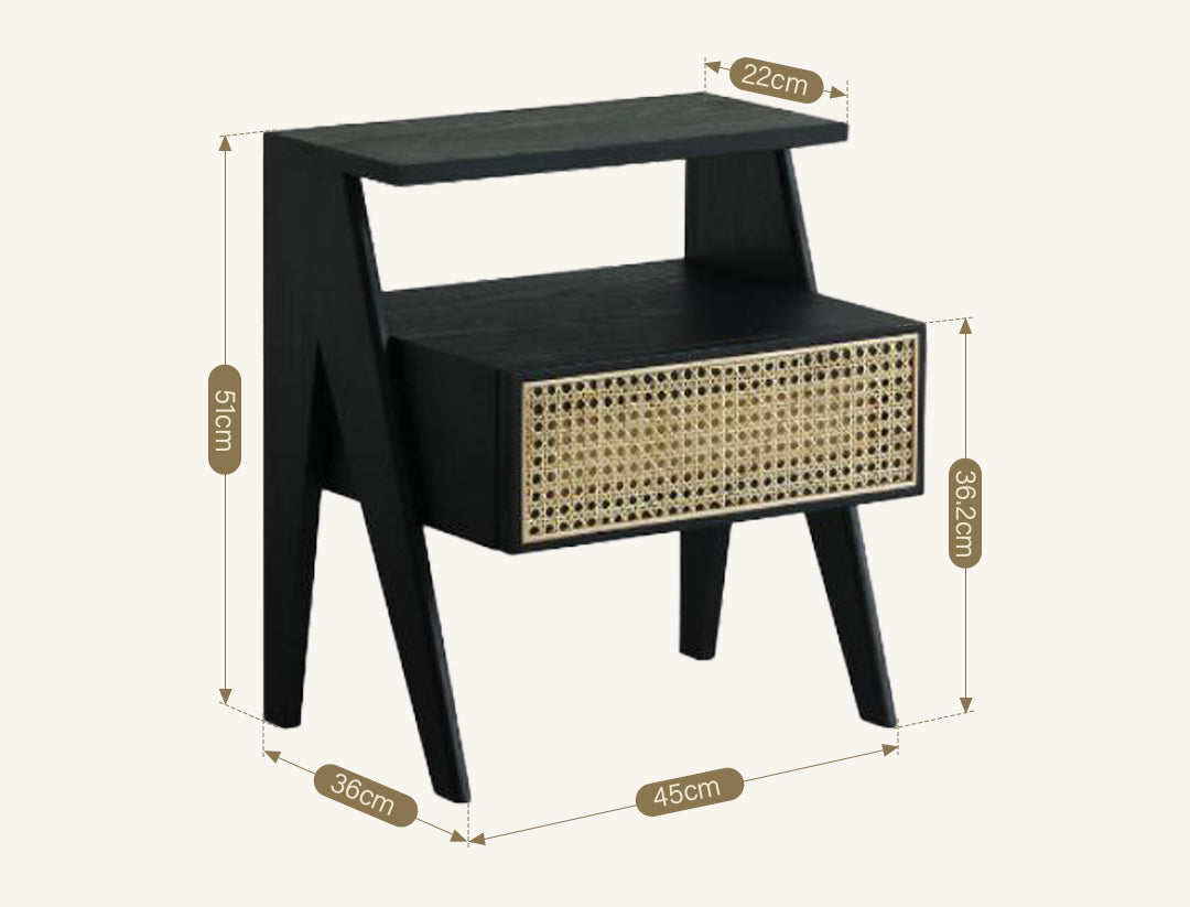 Lambeth Bedside Table, Black