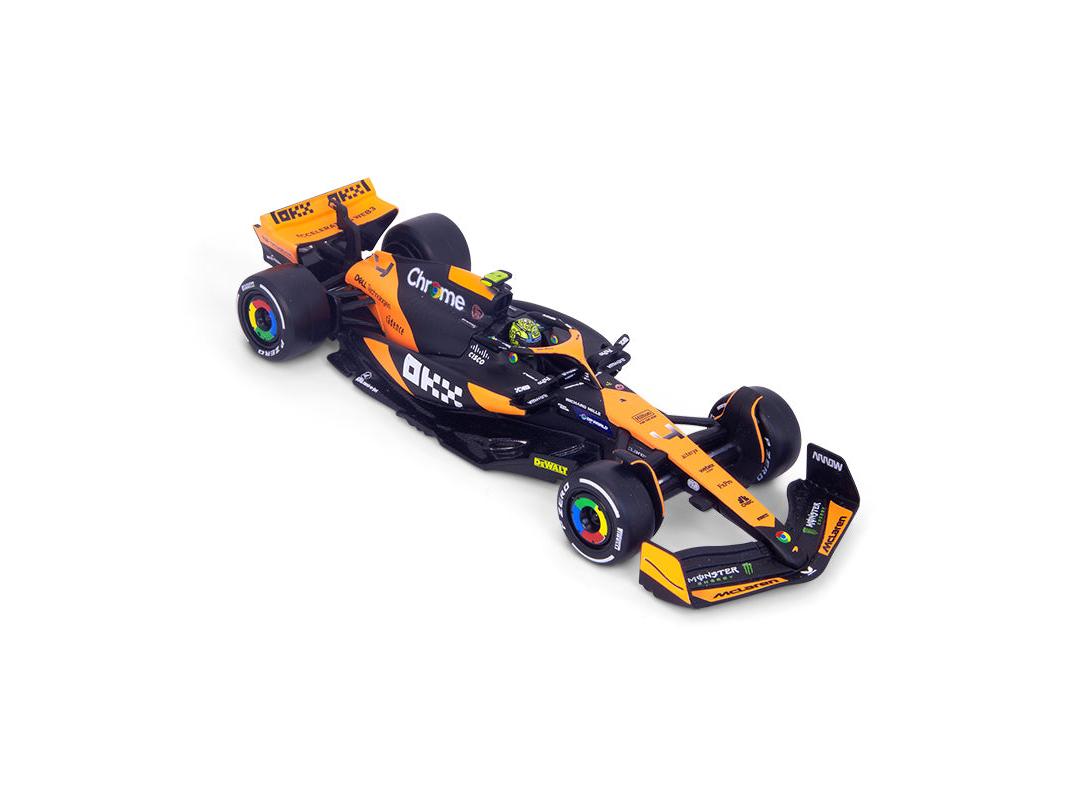 McLaren F1 Team MCL38 #4 F1 Miami GP 2024 Lando Norris 1:43 Scale Bburago Diecast Model (w/helmet)