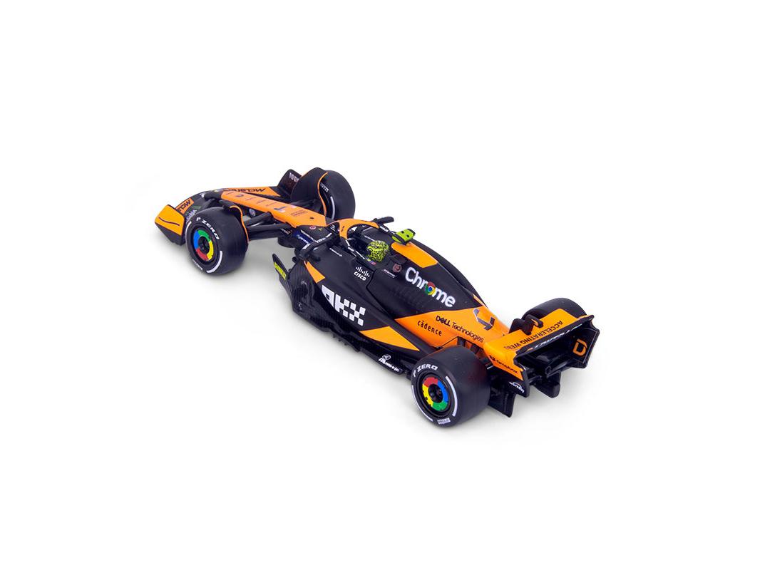 McLaren F1 Team MCL38 #4 F1 Miami GP 2024 Lando Norris 1:43 Scale Bburago Diecast Model (w/helmet)
