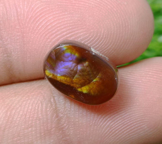7.25ct Mexican Fire Agate, Rare Fire Agate, Oval Fire Agate - Perfect gemstone Gift, Yellow-Purple Fire Agate, Dimensions - 13x9x5mm