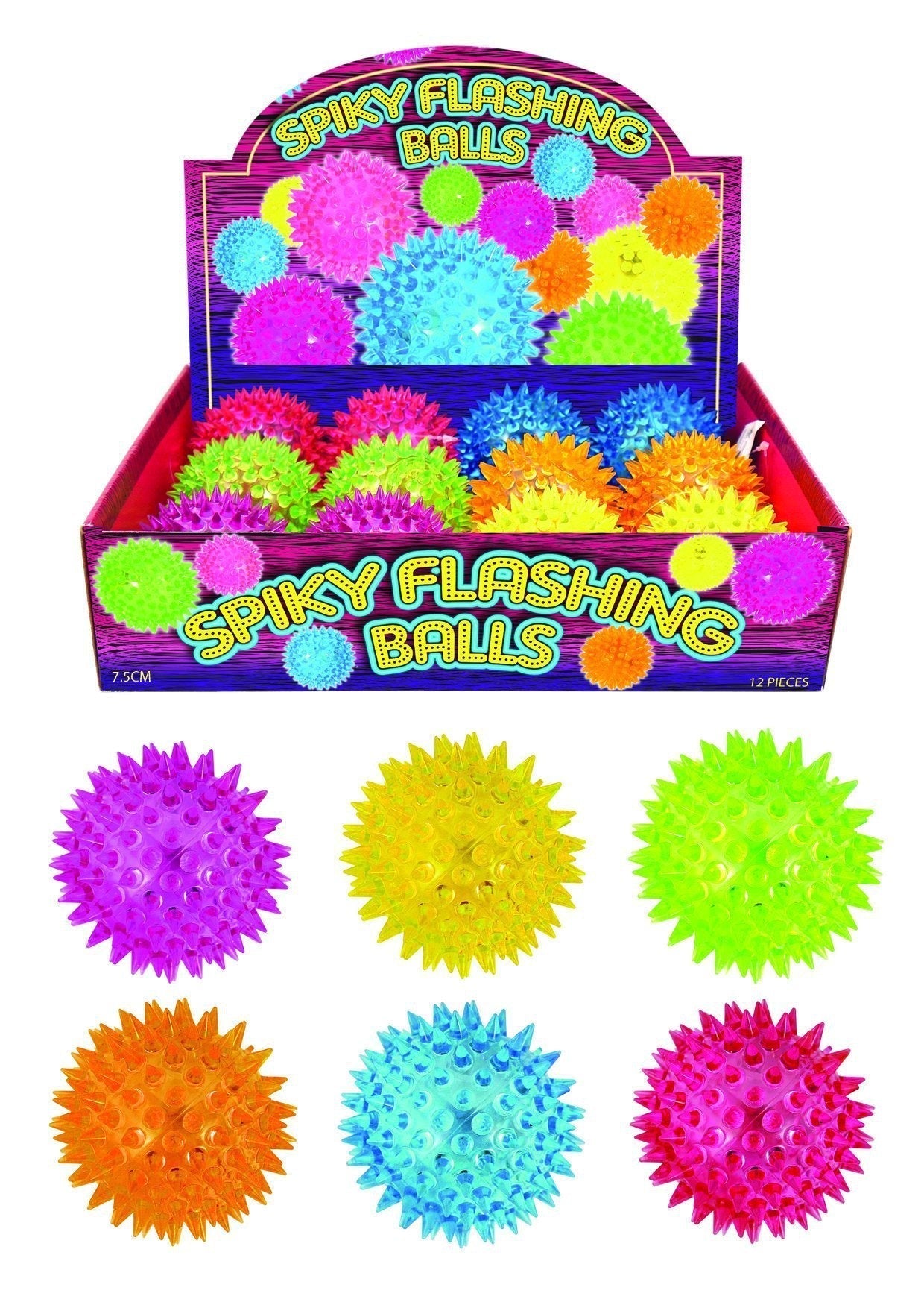 LED Spiky Flashing Bouncing Balls Toy Light Up Fun for Kids