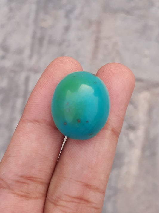 Natural Green Turquoise, Oval Shape - Persian Turquoise - Green Feroza - 21.7ct- 21x18mm
