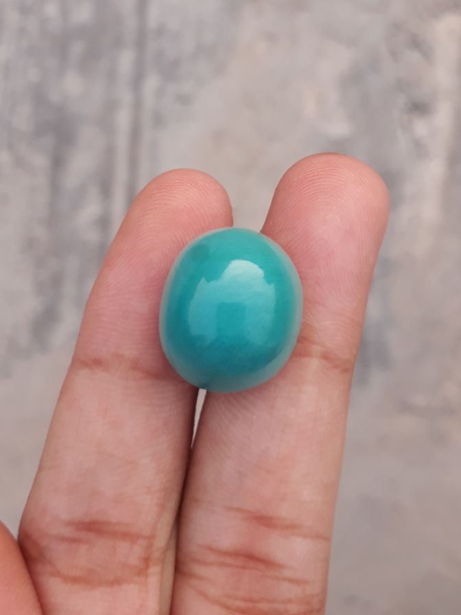 Natural Green Turquoise - Persian Turquoise - Green Feroza - 20.4ct- 17x15mm