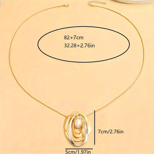 Elegant Irregular Oval Pendant Necklace