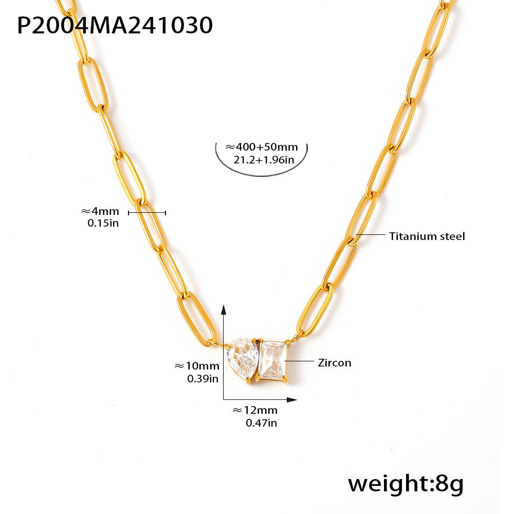 Gold Plated Stainless Steel Zircon Necklace