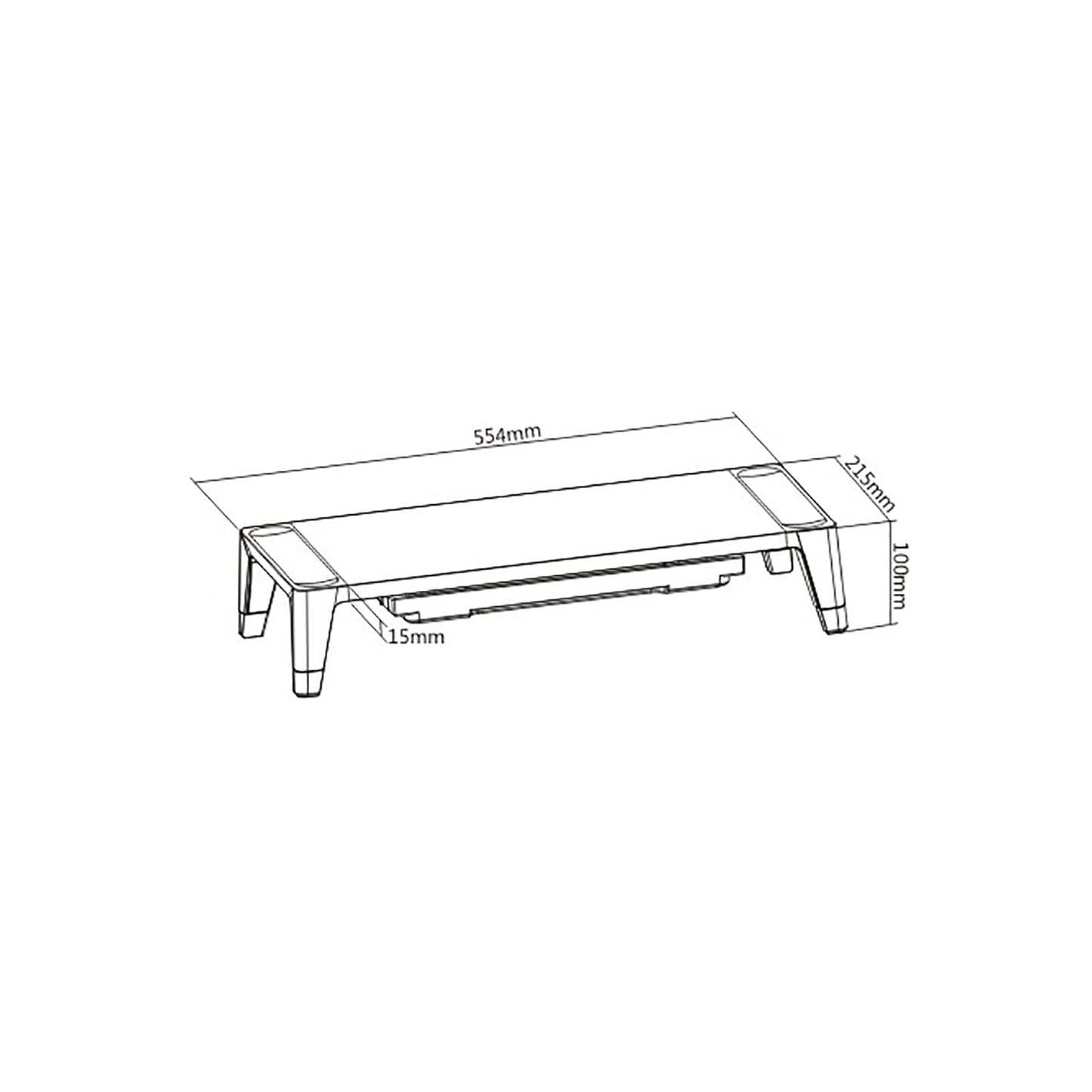 ProperAV Monitor Riser Stand with Height Adjustable with Drawer - Wood Effect