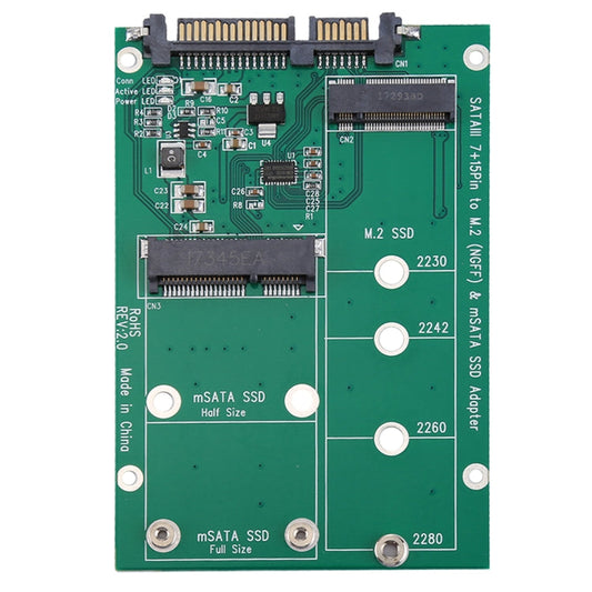 M.2 NGFF & mSATA SSD to SATA III 7+15 Pin Adapter Converter, SSD to SATA III