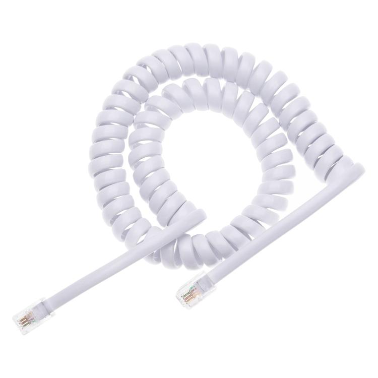 4 Core Male to Male RJ11 Spring Style Telephone Extension Coil Cable Cord Cable, Stretch Length: 2m(Black), Length: 2m