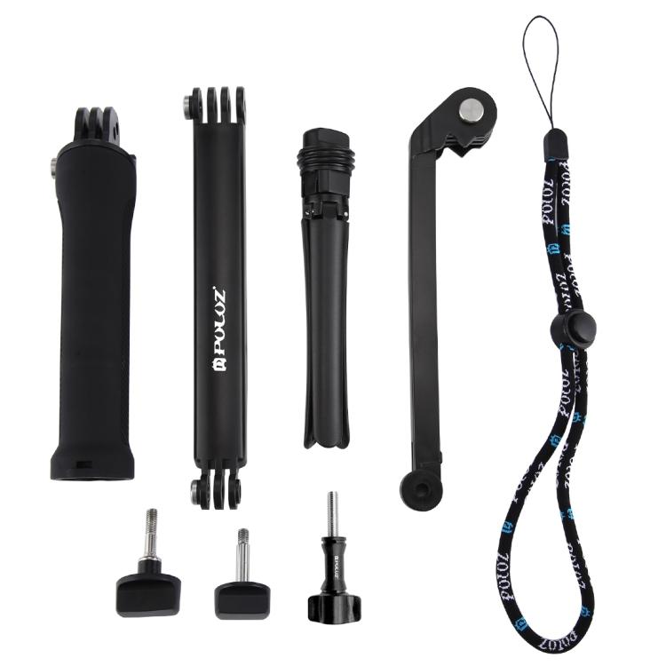 PULUZ 3-Way Grip Foldable Tripod Selfie-stick Extension Monopod for GoPro, Insta360 ONE R, DJI Osmo Action and Other Action Cameras, Length: 20-58cm, Length: 20-58cm