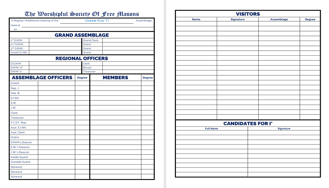 Masonic Attendance Book - The Operatives