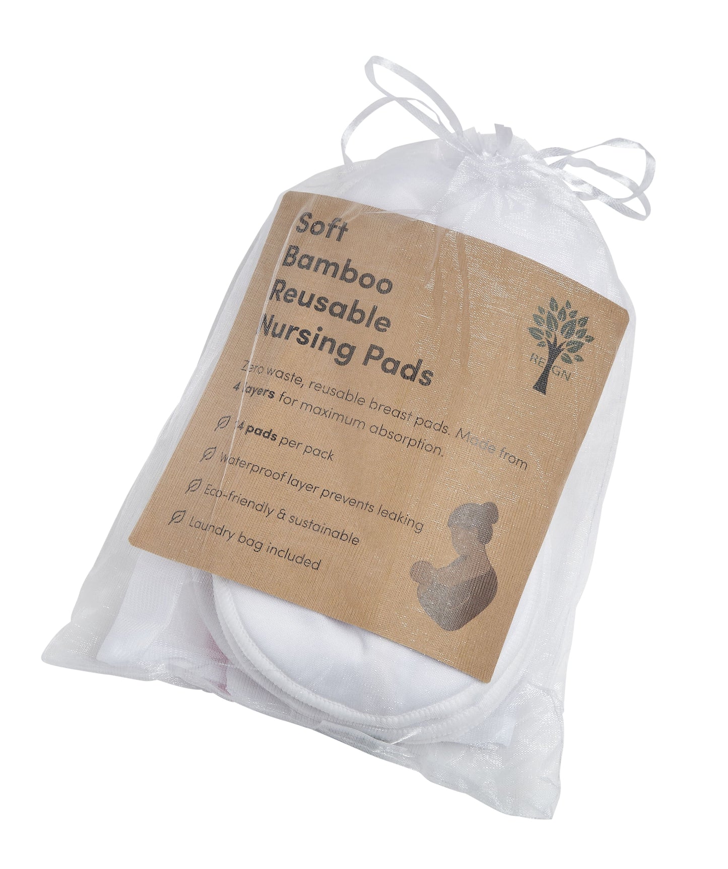 14x Reusable High-Absorbency Bamboo Breast Pads For Nursing - Choice Of Colours