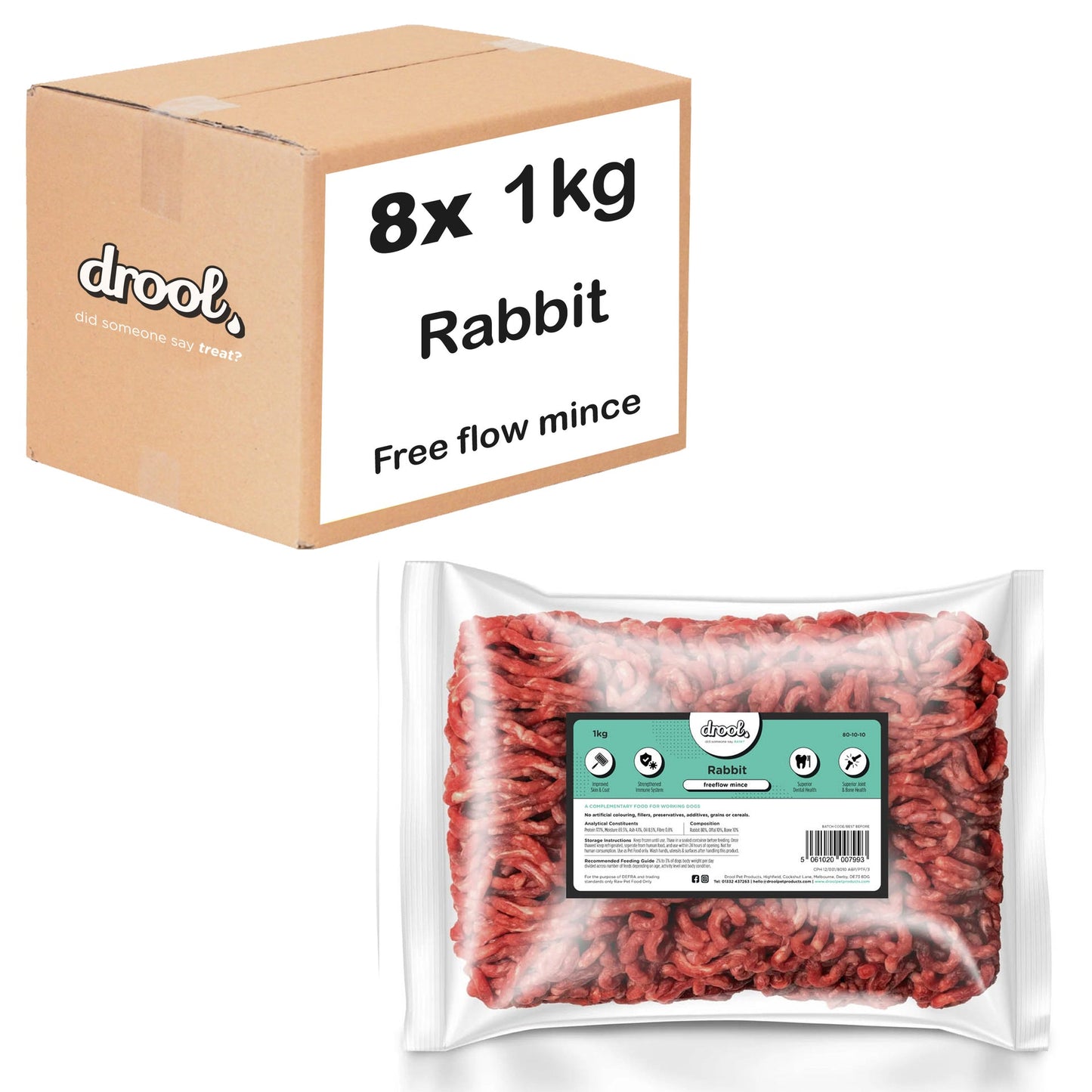 Drool Mince Freeflow Rabbit 1kg - 8 pack box
