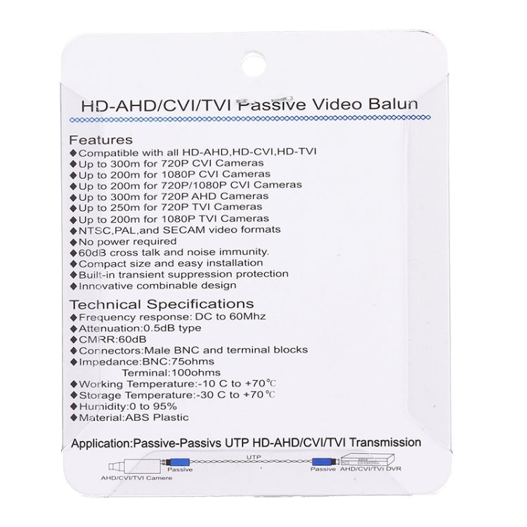 2 PCS HD 202E Enhanced Version Coaxial CVI/TVI/AHD 1CH Passive Transceiver Video Balun, 202E