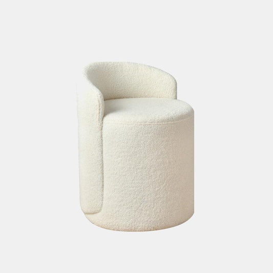 Nora Ottoman Footstool, White Boucle, Dressing Table Stool