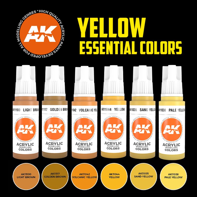 AK Interactive 3rd GenAcrylic Yellow Essential Colors Set AK11615