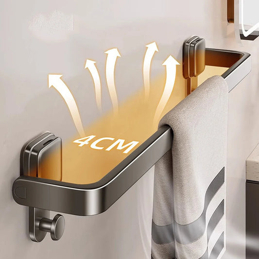 Suction Cup Folding Towel Rack No Drill Wall Mount for Bathroom & Kitchen