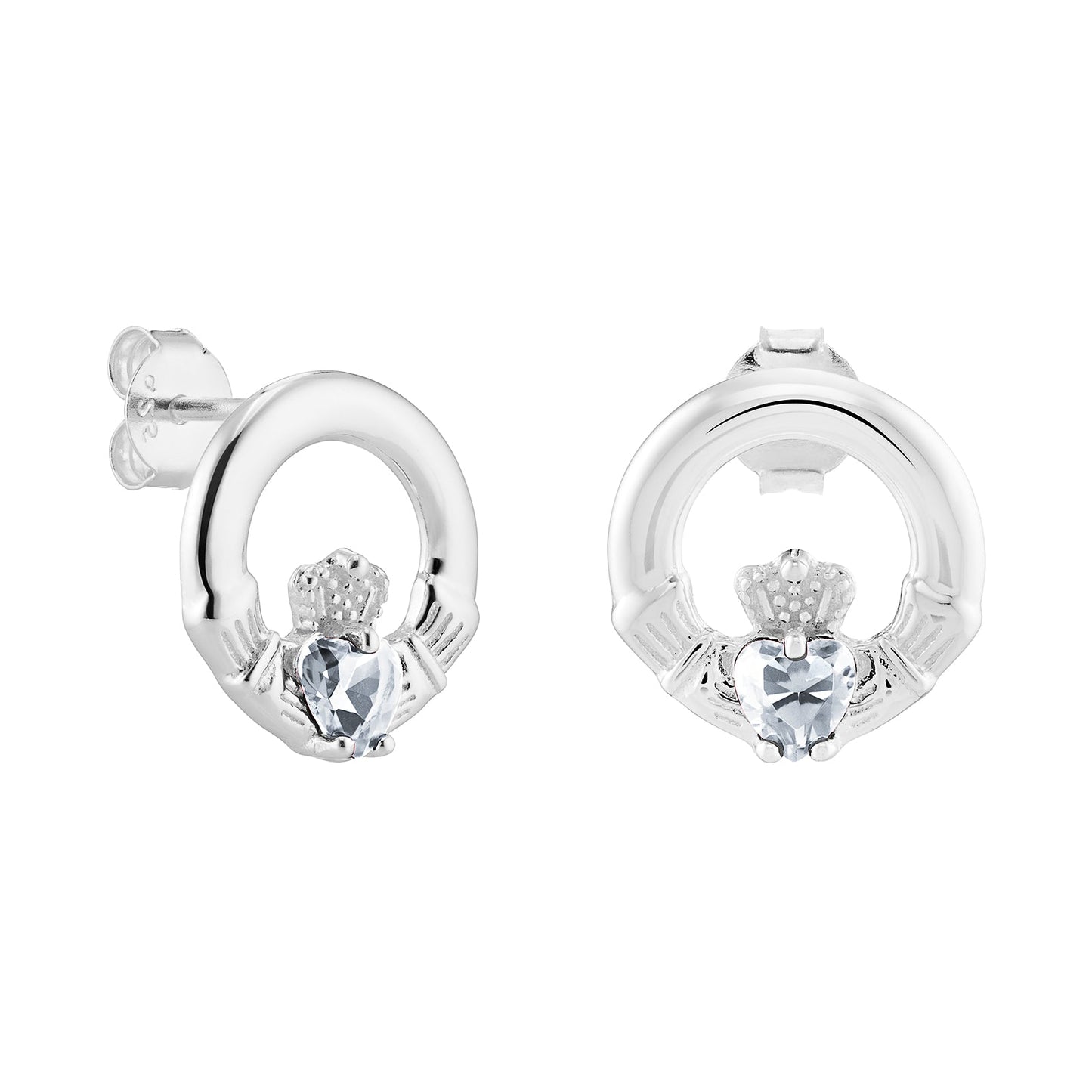 April Birthstone Claddagh Earrings