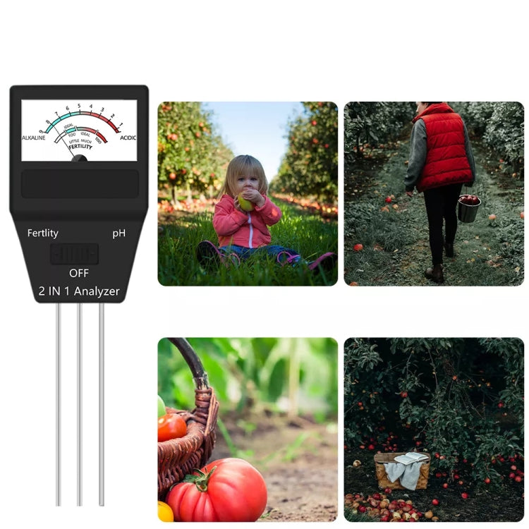 2 in 1 Soil PH Meter Fertility Tester Instrument Gardening Tools with 3 Probes, 2 in 1