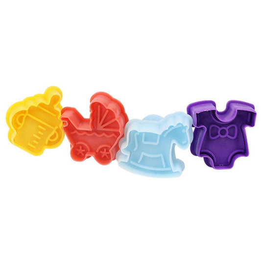 4 in 1 3D Baby Series Biscuit Mold Fondant Pressing Tools, Random Color Delivery, 4 in 1 3D Baby Series