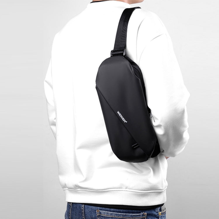 WEIXIER 8641 Men Running Waterproof Waist Bag Multifunctional Chest Bag Sports Leisure One-Shoulder Bag, Black, Dark Gray