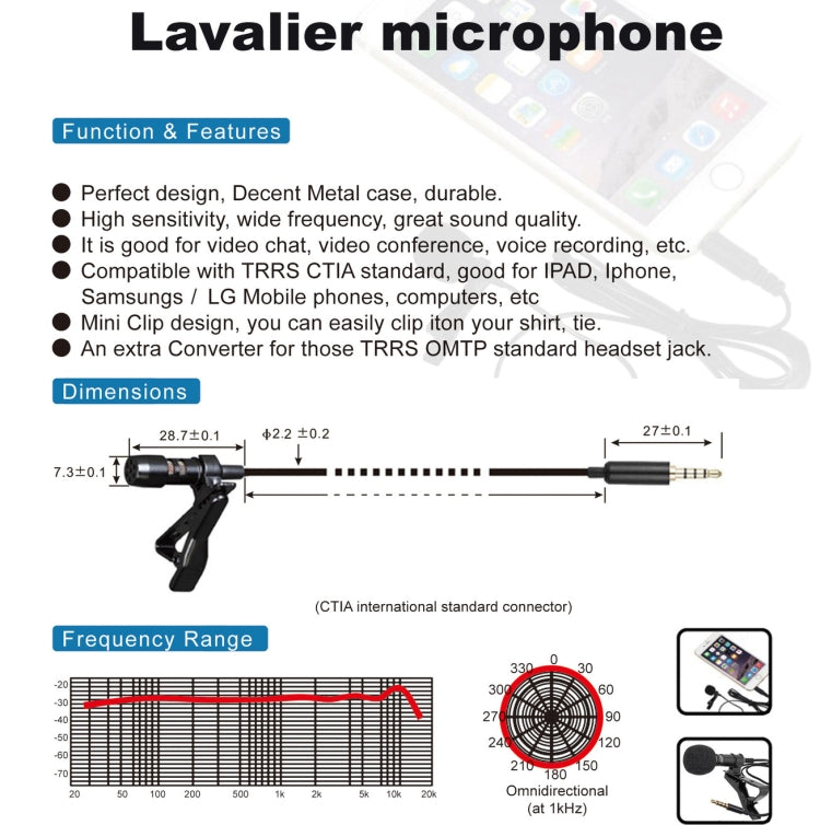 GAM-140 Mobile Phone Recording Collar Microphone